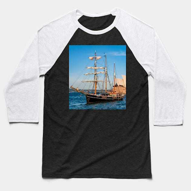 Southern Swan Sailing Ship, Sydney Harbour, Australia Baseball T-Shirt by Upbeat Traveler